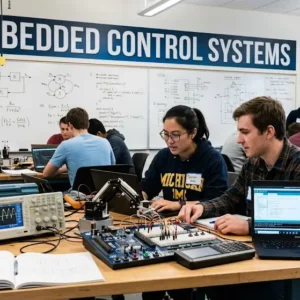 High-quality educational course image for Embedded Control Systems with microcontroller and real-time control visuals.
