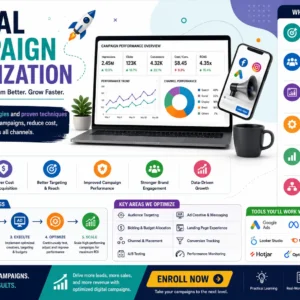 Digital Campaign Optimization course featuring digital marketing analytics, campaign performance tracking, and optimization strategies.