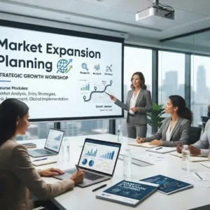 High-quality educational course image for Market Expansion Planning with global expansion and strategic growth visuals.