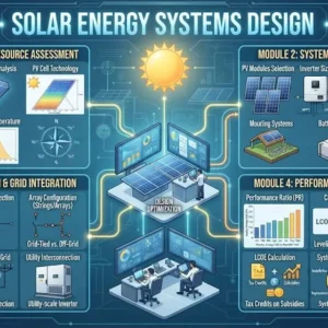 High-quality educational course image featuring Solar Energy Systems Design with modern visuals