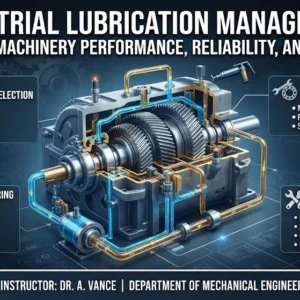 High-quality educational course image for Industrial Lubrication Management with lubrication systems and machinery visuals.