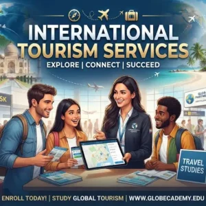 High-quality educational course image featuring International Tourism Services with modern visuals