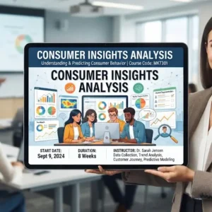 High-quality educational course image for Consumer Insights Analysis with customer behavior and data-driven insights visuals.