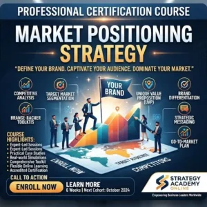 High-quality educational course image for Market Positioning Strategy with competitive differentiation and market placement visuals.