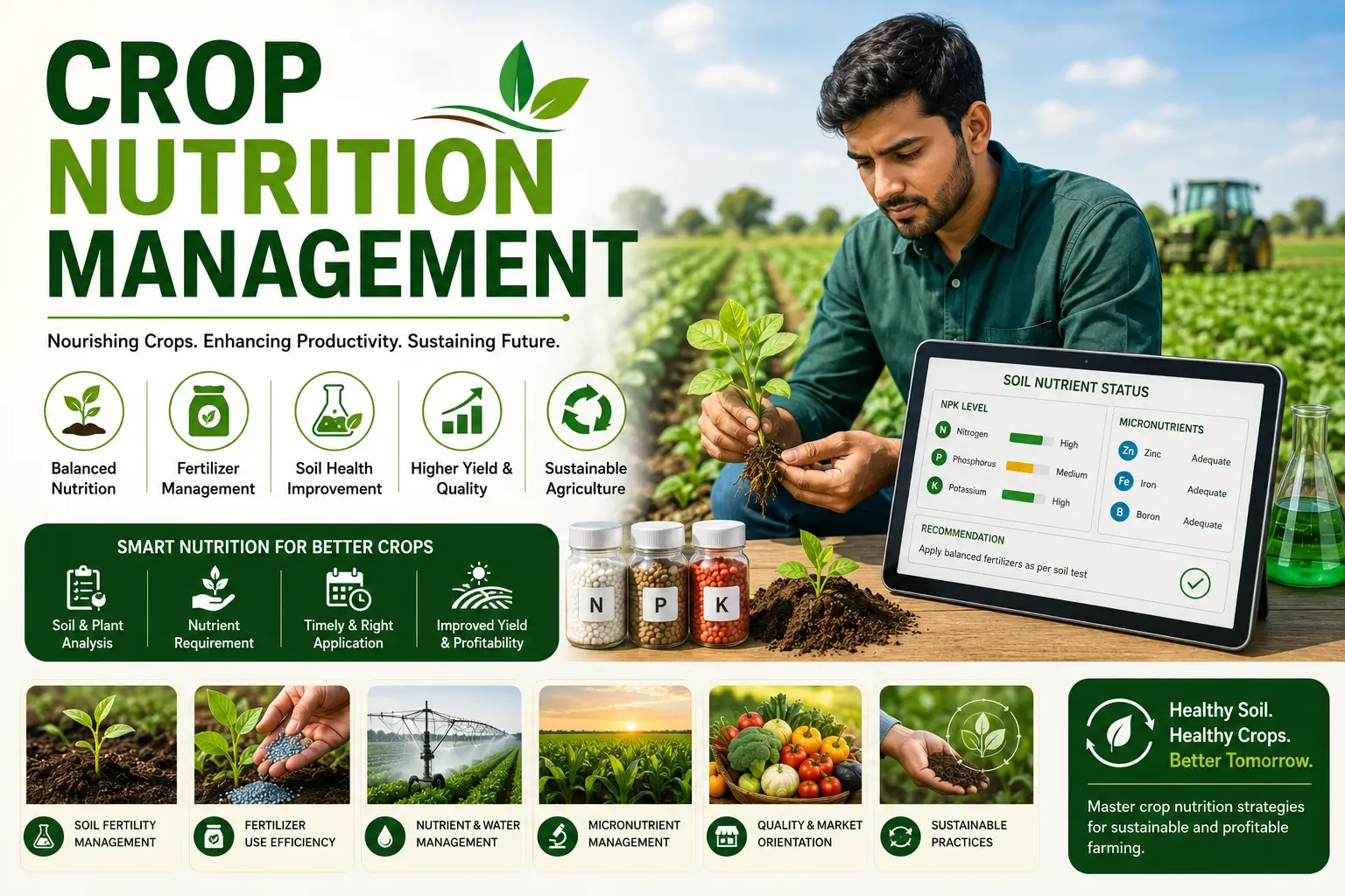 Crop Nutrition Management course featuring soil health, fertilizer management, and plant nutrient optimization techniques.