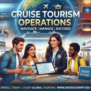 High-quality educational course image featuring Cruise Tourism Operations with modern visuals