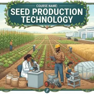 Modern educational image for Seed Production Technology course with seed science and quality assurance visuals