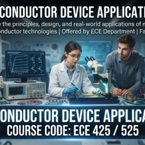 High-quality educational course image for Semiconductor Device Applications with semiconductor devices and electronics visuals.