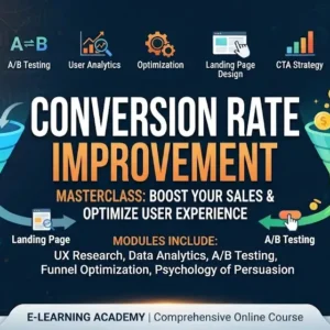 High-quality educational course image for Conversion Rate Improvement with optimization and growth visuals.