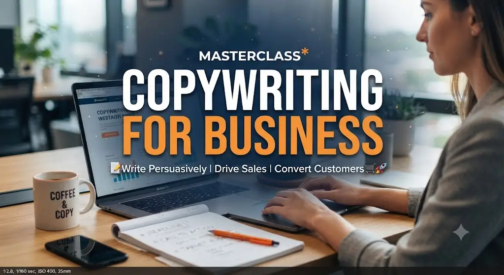 High-quality educational course image for Copywriting for Business with persuasive writing and marketing visuals.