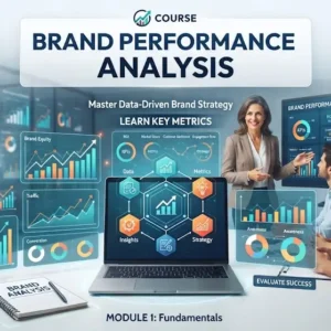 High-quality educational course image for Brand Performance Analysis with measurement and evaluation visuals.