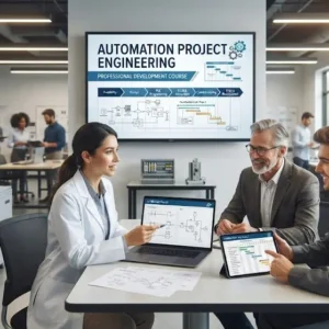 Modern e‑learning image showing Automation Project Engineering course visuals