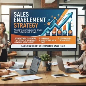 High-quality educational course image for Sales Enablement Strategy with sales training and performance visuals.