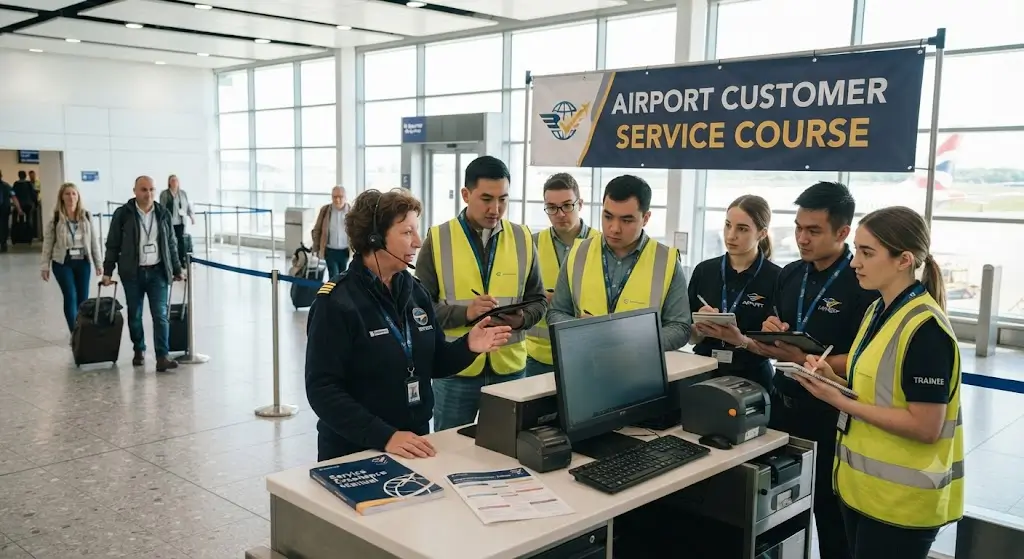High-quality educational course image featuring Airport Customer Service with modern visuals