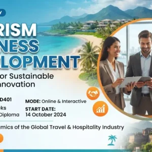 High-quality educational course image featuring Tourism Business Development with modern visuals
