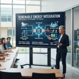 High-quality educational course image featuring Renewable Energy Integration with modern visuals