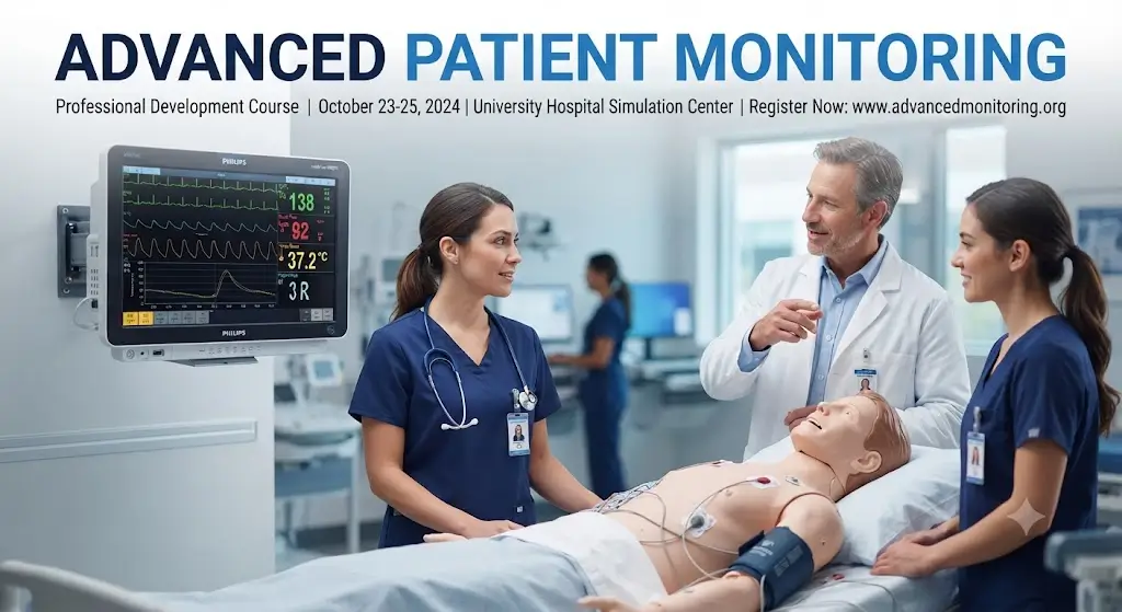 Professional e-learning image showing Advanced Patient Monitoring and clinical technology concepts