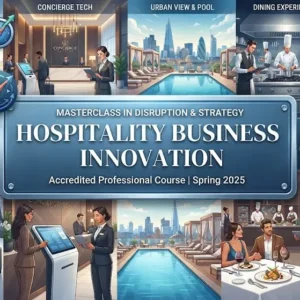 High-quality educational course image featuring Hospitality Business Innovation with modern visuals