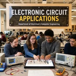 High-quality educational course image for Electronic Circuit Applications with applied electronics and circuit design visuals.