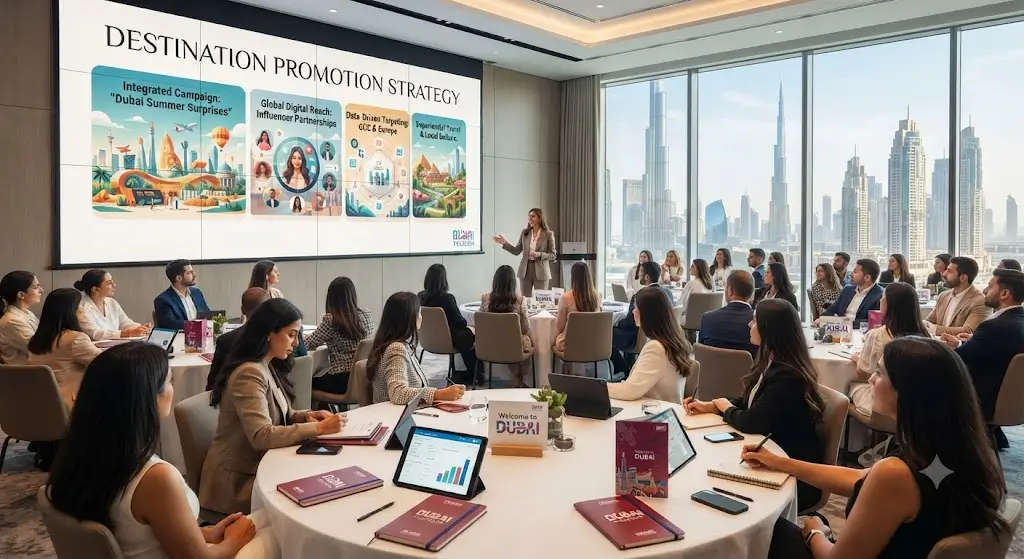 High-quality educational course image featuring Destination Promotion Strategy with modern visuals