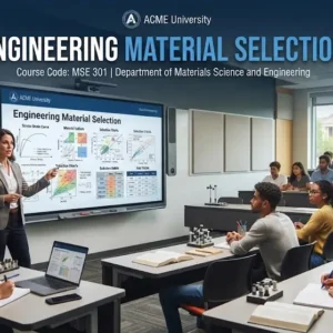 High-quality educational course image for Engineering Material Selection with material properties and performance visuals.
