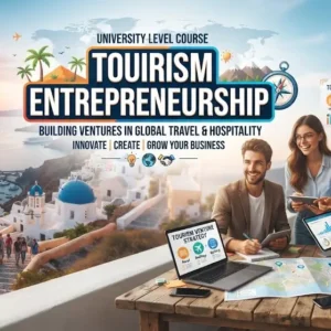 High-quality educational course image featuring Tourism Entrepreneurship with modern visuals