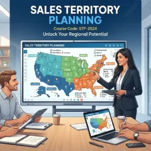 High-quality educational course image for Sales Territory Planning with mapping and sales strategy visuals.