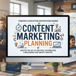 High-quality educational course image for Content Marketing Planning with digital marketing and strategy visuals.