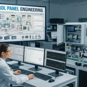 Modern e‑learning image showing Control Panel Engineering course visuals