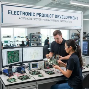 Modern e‑learning image showing Electronic Product Development course visuals
