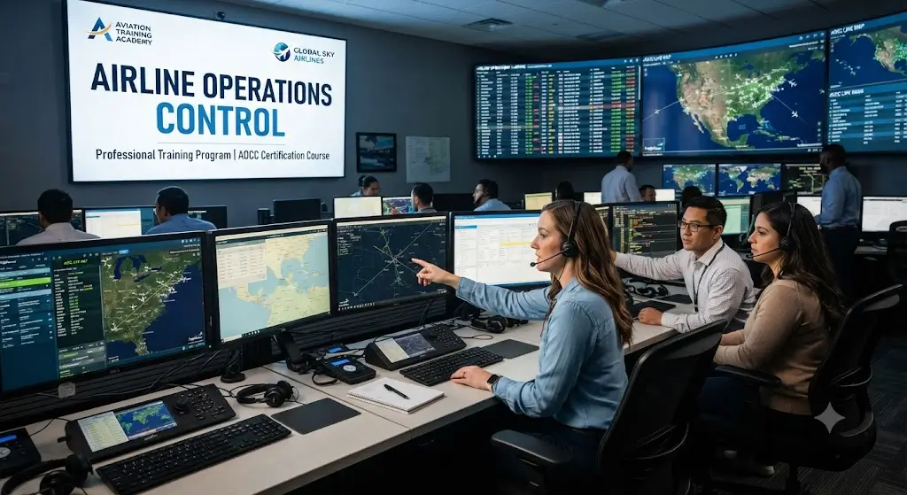High-quality educational course image featuring Airline Operations Control with modern visuals