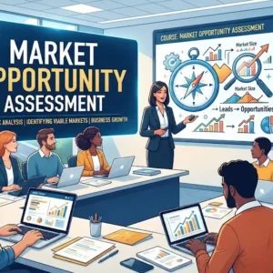 High-quality educational course image for Market Opportunity Assessment with market research and competitive analysis visuals.