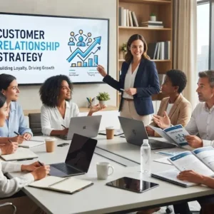 High-quality educational course image for Customer Relationship Strategy with customer loyalty and engagement visuals.