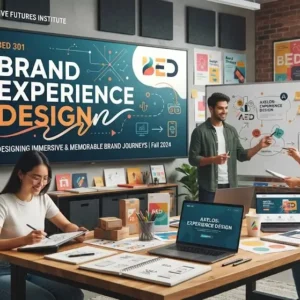 High-quality educational course image for Brand Experience Design with customer journey and immersive brand visuals.