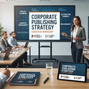 High-quality educational course image for Corporate Publishing Strategy with publishing and corporate communication visuals.