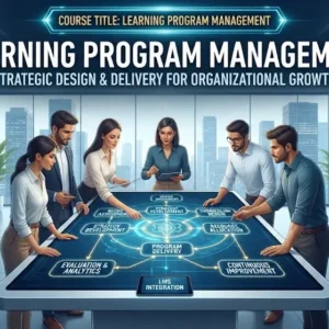 Modern educational image for Learning Program Management course with program design and evaluation visuals