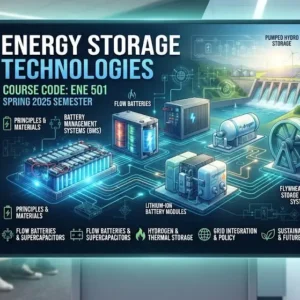 High-quality educational course image featuring Energy Storage Technologies with modern visuals