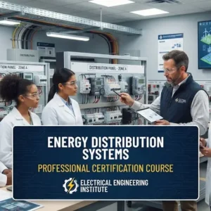 High-quality educational course image for Energy Distribution Systems with electrical grid and distribution visuals.
