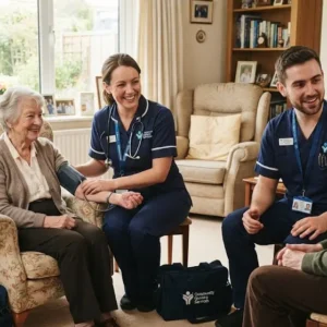Professional e-learning image showing Community Nursing Services and public health support