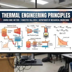 High-quality educational course image for Thermal Engineering Principles with thermodynamics and heat transfer visuals.