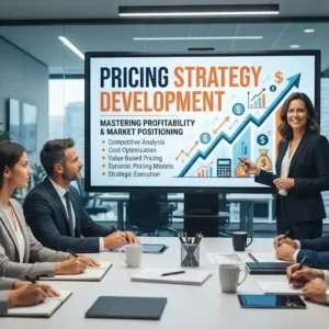 High-quality educational course image for Pricing Strategy Development with pricing models and revenue strategy visuals.