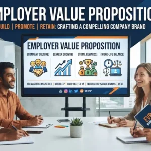 Modern educational image for Employer Value Proposition course with organizational branding and employee engagement visuals