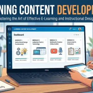 Modern educational image for Learning Content Development course with instructional design and content creation visuals