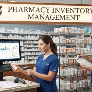 Professional e-learning image showing Pharmacy Inventory Management systems and tools