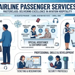 High-quality educational course image featuring Airline Passenger Services with modern visuals