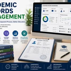 Professional Academic Records Management course image with documentation and data security visuals