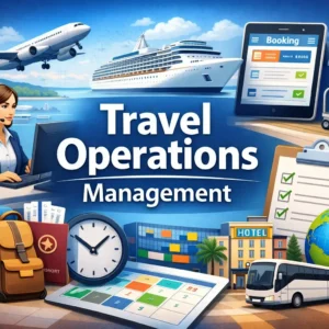 High-quality educational course image featuring Travel Operations Management with modern visuals
