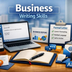 High-quality course image for Business Writing Skills with office writing visuals