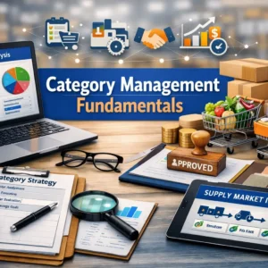 Professional course image for Category Management Fundamentals with category analysis visuals