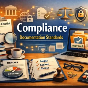 Professional Compliance Documentation Standards course image with audit and legal visuals
